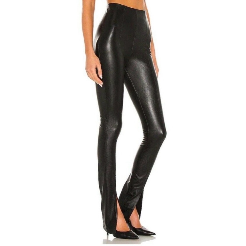 Amanda Uprichard x Revolve Malta Faux Leather Split Hem Pants M Black - Picture 2 of 9